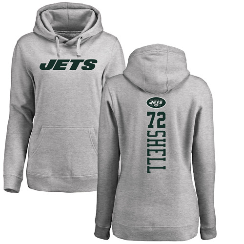 New York Jets Ash Women Brandon Shell Backer NFL Football #72 Pullover Hoodie Sweatshirts->new york jets->NFL Jersey